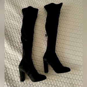NINE WEST over the knee black suede boots sz 5